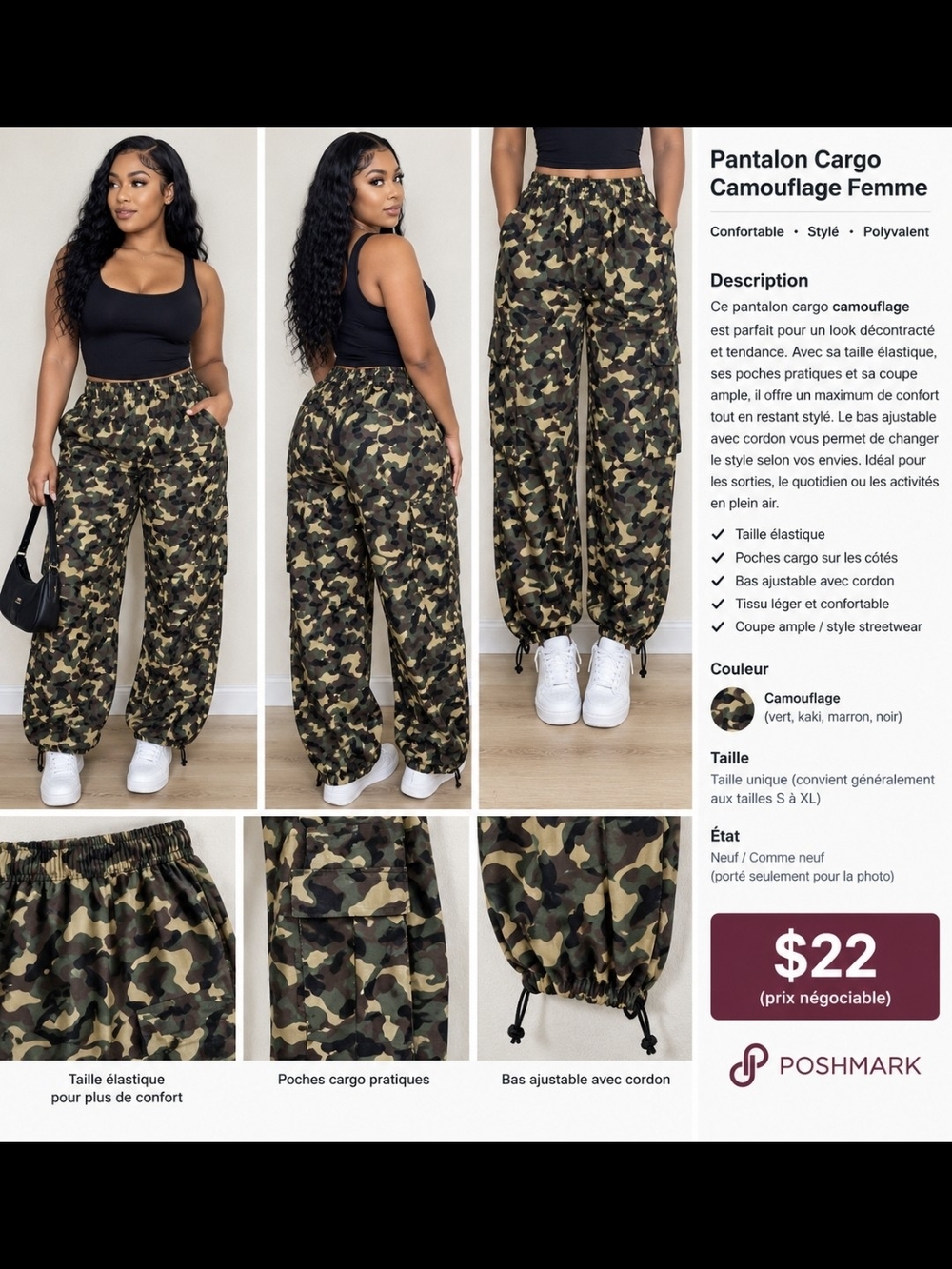 Women’s Camouflage Cargo Pants - Olive Camo